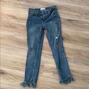 Free people skinny frayed jeans